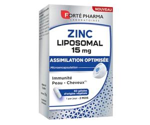 Forté Pharma Complément beauté globale Zinc 15mg Liposomal 60 gélules | Cheveux, defense immuntaire, beauté & ongles, Dosage maximal = 150% des VNR*, Assimilation renforcée, Programme 2 mois