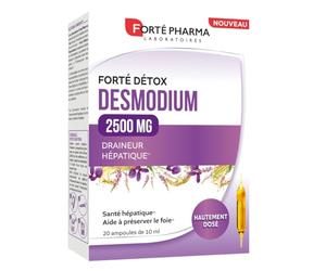 Forté Pharma Complément draineur FortéDétox Desmodium ampoules 2500mg 20j | Ingrédient actif hautement dosé, Complement alimentaire detox Foie, Drainage naturel et santé hépatique, 20 jours