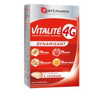 Forté Pharma Complément énergie Vitalité 4G Dynamisant à croquer 30 cp | Energie adulte à croquer, dès 18 ans, Ginseng, Gingembre, Guarana et Vitamine C, goût Mandarine, 1/jour