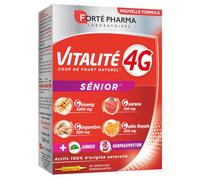 Forté Pharma - Vitalité 4G Sénior - Ginseng, Gingembre, Guarana, Gelée Royale, Harpagophytum - Complément Alimentaire Senior - Résistance physique, Anti fatigue et stress - 20 ampoules, 1/jour