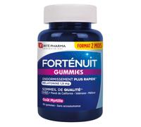 Forté Pharma Complément Sommeil FortéNuit Gummies Mélatonine GABA Plantes | Complément Alimentaire Adulte, Endormissement Rapide & Sommeil de qualité favorisés, 60 Nuits, Programme ou Prise ponctuelle
