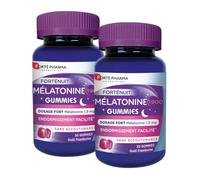Forté Pharma - Duo Mélatonine 1900 Gummies sommeil - Melatonine 1,9 mg a macher - Complément Alimentaire Sommeil Adulte, Endormissement facilité, Décalage horaire, Jetlag - 2x30 gommes, 1/soir