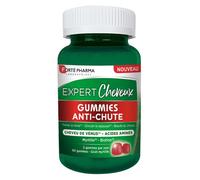 Forté Pharma - Expert Cheveux Gummies Anti-Chute | Gummies Cheveux - Chute de Cheveux - Goût Myrtille | Freine la chute & stimule la Repousse | Tous Types de Chutes | 60 gommes à mâcher = 1 mois