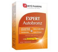 Forté Pharma - Expert AutoBronz ampoule - Complement alimentaire bronzage, Autobronzant a boire - Carotte, Beta carotene, Caroténoïdes, Huile d'Onagre - Effet Bonne Mine - 1/jour, 20 jours