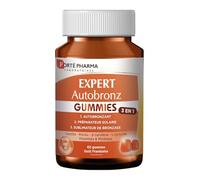 Forté Pharma - Expert AutoBronz Gummies solaire - L-tyrosine, Lutéine, Beta carotene - Complement alimentaire bronzage - Teint hâlé, bonne mine, préparateur solaire - 60 gommes à mâcher, 2/jour