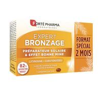 Forté Pharma - Expert Bronzage - Accelerateur de bronzage, Prolongateur de bronzage - betacarotène, Huile d'Onagre, Vitamine E B3 C, Lycopène, Oligo-éléments - 56 comprimés, 1/jour