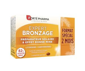Forté Pharma - Expert Bronzage - Complement alimentaire bronzage, Prolongateur & Activateur - beta carotene, Huile d'Onagre, Vitamine E B3 C, Oligo-éléments - 56 comprimés, 1/jour