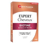 Forté Pharma - Expert Cheveux Biotine (Vitamine B8) 1000µg - Brillance & Beauté du cheveu - Complement alimentaire cheveux - Biotine Zinc, Ortie - Cheveux ternes - 30 comprimés, 1/jour
