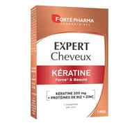 Forté Pharma - Expert Cheveux Kératine 200mg - Force & Beauté du cheveu - Cheveux fragiles - Complement alimentaire cheveux - Zinc, Protéines de riz - Protection stress oxydatif - 30 comprimés, 1/jour
