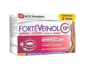 Forté Pharma - Forté Veinol 12h | Complément Alimentaire Circulation sanguine Jambes | Vigne Rouge, Ginkgo Biloba, Magnésium, Vitamine C, E, B6 - Circulation, Jambes lourdes | 60 comprimés = 2 mois