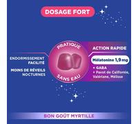 Forté Pharma - FortéNuit Gummies - Gummies Sommeil - 1,9 mg de Mélatonine et Plantes - Goût Myrtille - Complément Alimentaire Sommeil - 3700221300978