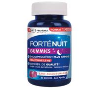 Forté Pharma - FortéNuit Gummies sommeil - 1,9 mg de Mélatonine et Plantes, GABA - Douce nuit - Complement alimentaire - Endormissement rapide, Sommeil de Qualité favorisés - 30 gommes, 1/jour