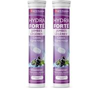 Forté Pharma - Hydra Forté Jambes Légères - Electrolytes, Vigne rouge, Mineraux, Magnesium, Cassis - Hydratation, Jambes lourdes, Circulation - 24 comprimés effervescents cassis, 1 à 2/jour (Lot de 2)