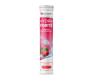 Forté Pharma Hydratation Hydra Forté Cerise24 comprimés effervescents | Sport, chaleur, voyages, maux de tête, Electrolytes + vitamines C,D et magnesium, 1 à 2/jour selon le besoin