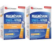 Forté Pharma - Magnésium Stress & Fatigue Sticks - Performances Physique et Mentale, Energie booster, Action rapide - Taurine, Vitamine B6, Vitamine C - 20 sticks orodispersibles, 1/jour (Lot de 2)