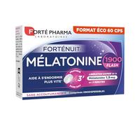 Forté Pharma - Melatonine 1900 Flash - Melatonine 1,9 mg, Action rapide - Complement alimentaire Sommeil pour dormir, nuits blanches - Gaba, plantes - Format éco - 60 comprimés orodispersibles, 1/jour