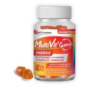 Forté Pharma - Multivit' Gummies Energie | Gummies Vitamines - Adultes et Enfants Dès 4 ans - Goût Orange-Citron | 12 Vitamines - Renforcé en Vitamines B5 et D | 60 gommes = 1 à 2 mois