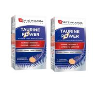 Forté Pharma -Pack x2 Taurine Power - Complément Alimentaire - Booster d'Énergie, Anti fatigue, Coup de boost - Caféine, Vitamine C, L carnitine, Magnesium - Goût Agrumes, 30 comprimés effervescents