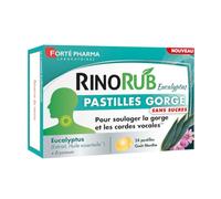 Forté Pharma - RinoRub Pastilles Gorge - Complément alimentaire Gorge sans sucre - Maux de gorge, Cordes vocales - Huile essentielle Eucalyptus, Extrait d'Eucalyptus, Erysimum - 20 pastilles