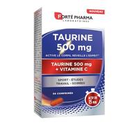 Forté Pharma - Taurine 500mg - Anti fatigue, Coup de boost energie - Complement Alimentaire actif en 15min - Renforcé en Vitamine C - 30 comprimés, 1/jour