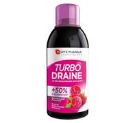 Forté Pharma - Turbo Draine Framboise - Thé vert, Reine des prés, Queue de cerise - Minceur perte de poids, draineur, brule graisse, reminéralisant - +50% d'élimination* - Flacon 500mL, 10 jours