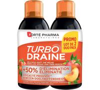 Forté Pharma Turbodraine Thé Vert-Pêche Flacons Duopack 2x500ml