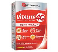 Forté Pharma - Vitalité 4G Dynamisant - Coup de fouet naturel - Complément Alimentaire Energie immédiate, 92% de satisfaction* - Ginseng, Gingembre, Guarana et Gelée Royale - 20 ampoules, 1/jour