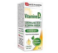 Forté Pharma - Vitamine D3 1000 UI - Complement alimentaire defense immunitaire et Capital osseux - Dès 3 ans - Origine végétale - Flacon compte-gouttes 15ml, 1-4 gouttes/jour