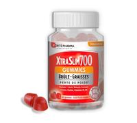 Forté Pharma - XtraSlim 700 Gummies sans sucres ajoutés - Minceur Perte de poids, Bruleur de graisse - Guarana, Wakamé, Curcuma, Chrome, Cassis - 60 gommes, 15 jours