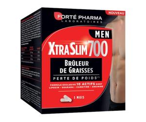 Forté Pharma - XtraSlim 700 Men - Complément Alimentaire Brûleur de Graisses pour homme, Action masse musculaire - Curcuma, Carnitine, Créatine, Wakamé - 120 gélules