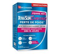 Forté Pharma - XtraSlim Chrono 45+ Perte De Poids - Brule graisse, draineur, fermeté de la peau - Sureau, Piment doux, collagene, CoQ10 - Etude clinique - Minceur perte de poids - 60 gélules, 4/jour