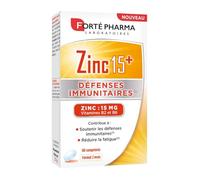 Forté Pharma – Complément alimentaire Zinc 15+ – Zinc bisglycinate 15 mg, Vit B2/B6 – 60 comprimés