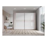 Forte RONDINO Armoire 270, Portes Coulissantes, Style Moderne, Chêne Sable/Blanc Brillant, 270x210x61cm