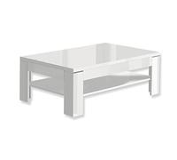 FORTE Savoy Table Basse avec étagère, matériau en Bois, Blanc Brillant, 120 x 75 x 43 cm