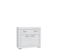 FORTE Snow Commode, 2 Portes, 1 tiroir, matériau en Bois, Blanc Mat, 95,7 x 41,7 x 86,5 cm