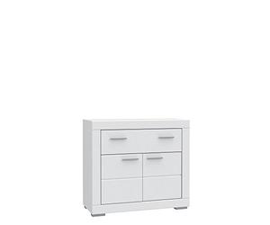 FORTE Snow Commode, 2 Portes, 1 tiroir, matériau en Bois, Blanc Mat, 95,7 x 41,7 x 86,5 cm