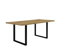 Forte Tables Table Non Extensible, matériau en Bois, chêne Artisan, Pieds métalliques Noirs, L x H x P : 180 x 74,7 x 90 cm