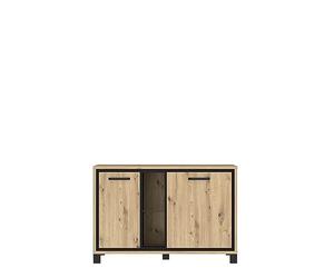 Forte Trondheim Commode avec 2 Portes, matériau en Bois, chêne Artisan combiné avec chêne Noir, 46,6 x 81,3 x 120,4 cm