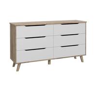 Forte Vankka Commode à 6 tiroirs en Bois stratifié chêne Blanc 154,7 x 86,3 x 42 cm