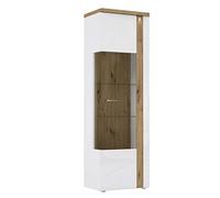 FORTE Vitrine Tuluza avec 1 Porte vitrée, matériau en Bois, Blanc combiné avec Chêne Artisan et Blanc Brillant, 66,5 x 196 x 43,2 cm