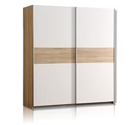 Forte Winnie Armoire 170, Portes Coulissantes, Style Scandinave, Chêne Sonoma/Blanc, 170x190.5x61cm