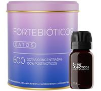 Fortebióticos Chat 600 Gouttes 30 ML - Complément Alimentaire pour Chat Postbiotique - Alternative aux Probiotique et Probiotiques- Taurine, Flore Intestinale, Microbiote des Chats