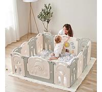 Fortella Cloud Castle - Parc de jeu pliable pour bébé - Avec tableau blanc et mur d'activités - Pour l'intérieur ou l'extérieur - Gris - 14 panneaux