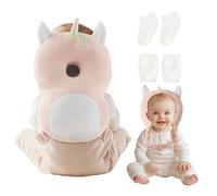 Fortella Sac à dos de protection de la tête pour bébé et tout-petit, harnais sécurité réglable, sac anti chute enfants avec genouillere bebe & chaussettes, cadeau 5-24 mois, pour marche(Licorne Rose)