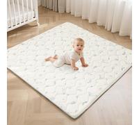 Fortella Tapis Bebe Pliable, Tapis de Jeux Bébé Eveil 120x120cm Antidérapant, Matelas Épais en Mousse Lavable, Idéal Tapis Motricité Bébé Sol pour Parc, 0-6-12-24 Mois, Nature et Animaux(Océan Ivoire)