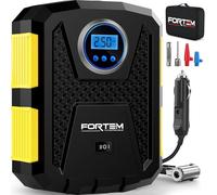 FORTEM Gonfleur Pneus Voiture, Compresseur À Air Portatif 12V, Moto, Vélo | 150 PSI, Éclairage LED, Arrêt Automatique, Gonfleur Pneu Moto, Compresseur Portable, Embouts Et Sac De Transport Inclus