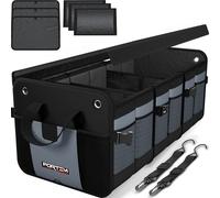 FORTEM Organisateur de Coffre SUV, Sac Rangement Pliable Multi Compartiments, Accessoires Auto Femme Homme, Oxford 1680D, Fond Antidérapant, Sangles Réglables, Couvercle Souple (90)