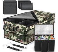 FORTEM Organisateur de Coffre Voiture avec Glacière, SUV Multi Compartiments Pliable, Rangement Accessoires Auto Femme Homme, Oxford 600D, Fond Antidérapant, Sangles, Couvercle Souple (105L)