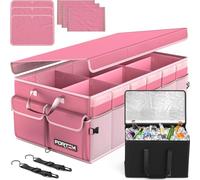 FORTEM Organisateur de Coffre Voiture avec Glacière, SUV Multi Compartiments Pliable, Rangement Accessoires Auto Femme Homme, Oxford 600D, Fond Antidérapant, Sangles, Couvercle Souple (105L)
