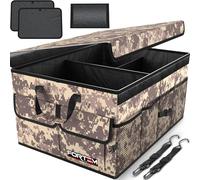 FORTEM Organisateur de Coffre Voiture, Rangement Pliable SUV Multi Compartiments, Accessoires Auto pour Femme Homme, Tissu Oxford 600D, Fond Antidérapant, Sangles de Fixation, Couvercle Souple (65L)